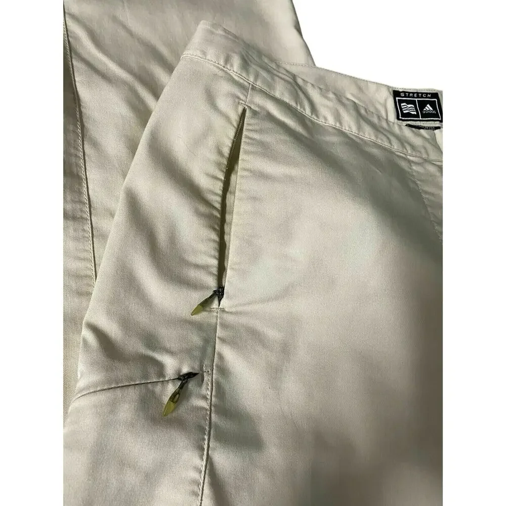 Adidas Women's Ivory Sz 8 Capri Pant Golf Club Slim Fit Stretch Pockets Chino